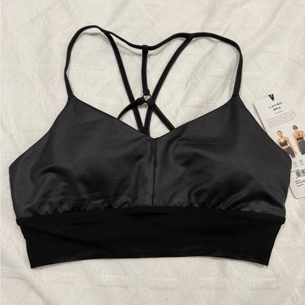 NWT Alo lavish bra - glossy black